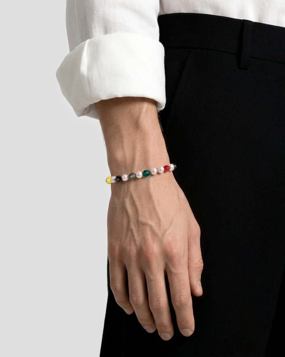 Le Point d’Éclat Men's Bracelet with Crystal Pearls and Colored Crystals